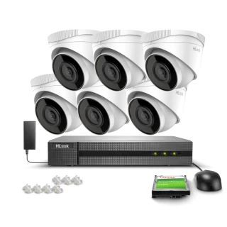 Övervakningskit 6x IPCAM-T2, Full HD, IR 30m, PoE, H.265+ Hilook Hikvision