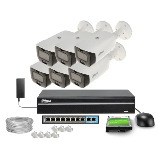 IP-övervakningsset DAHUA WizSense TiOC 6x kamera IPC-HFW3849T1-AS-PV-0280B-S3, inspelningsenhet NVR2108-S3