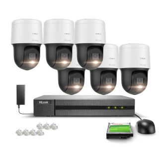 Övervakningsset 6x Roterande kamera PTZ-N2MP, Full HD, PoE, H.265+ Hilook Hikvision