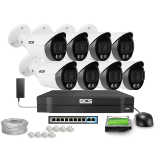 Övervakningskit 8x BCS-L-TIP15FCR3L3-AI1 5Mpx, 2,8 mm, 0,007Lux BCS