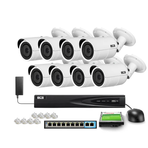 Erbjudande om övervakning 8x kamera 5 MPx BCS-V-TIP45VSR5 IR 50m, Motozoom, Starlight