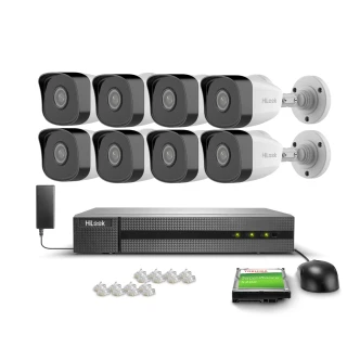 Övervakningskit 8x IPCAM-B2 Full HD, PoE, IR 30m, H.265+, IP67 Hilook Hikvision