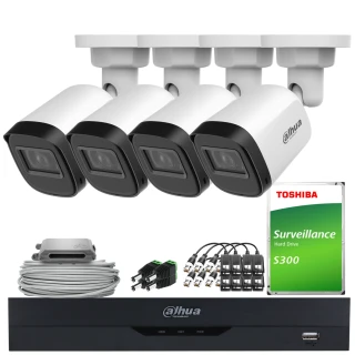 Zestaw do monitoringu AHD, HD-CVI, HD-TVI, PAL 4x Dahua HAC-B1A21-U-0360B - 1080p 3.6mm 