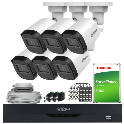 Zestaw do monitoringu AHD, HD-CVI, HD-TVI, PAL Dahua 6x HAC-B1A21-U-0360B - 1080p 3.6mm 