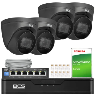 BCS Point övervakningskit 4x BCS-P-EIP54VSR4-Ai2-G 4Mpx, SkyLight, IR 40m, mikrofon