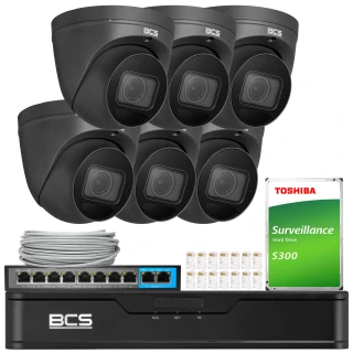 Övervakningspaket BCS Point 6x BCS-P-EIP54VSR4-Ai2-G 4Mpx, SkyLight, IR 40m, mikrofon