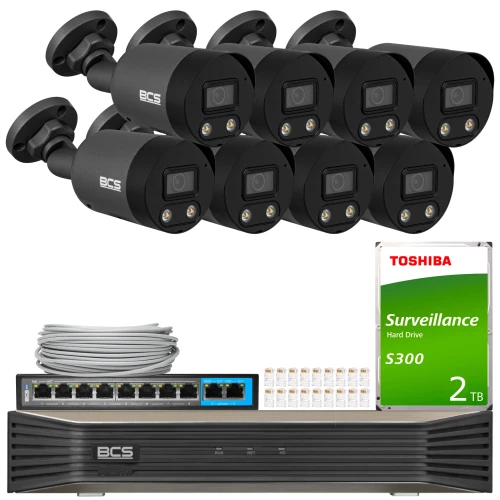 BCS Point övervakningskit 8x BCS-P-TIP28FWR3L2-Ai2-G NightColor, ADC, intelligenta funktioner