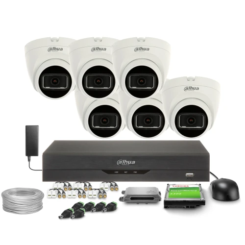 4-i-1 övervakningssats 6x HAC-HDW1200TRQ-0280B-S6 2Mpx, IR25m, DWDR, Dahua