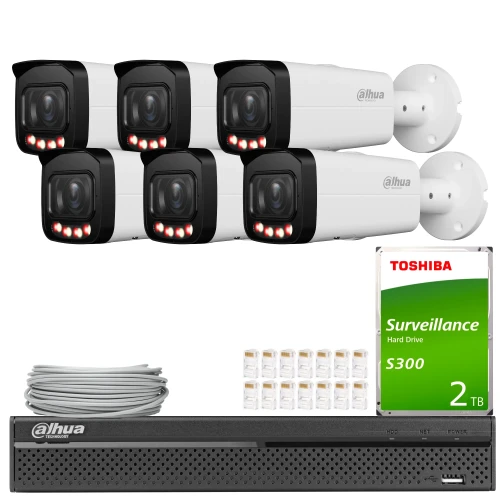 Dahua övervakningskit 6x IPC-HFW2649T-ZAS-IL-27135, Smart Dual Light, SMD+, Fullfärg, WDR, AI-funktioner