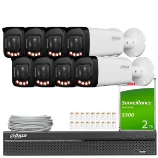 Dahua övervakningsset 8x IPC-HFW2649T-ZAS-IL-27135, Smart Dual Light, SMD+, Fullfärg, WDR, AI-funktioner