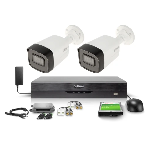 Övervakningsset DAHUA 2x HAC-HFW1509TLM-A-LED-0360B-S2, 4-kanals inspelare XVR5104HS-4KL-I3