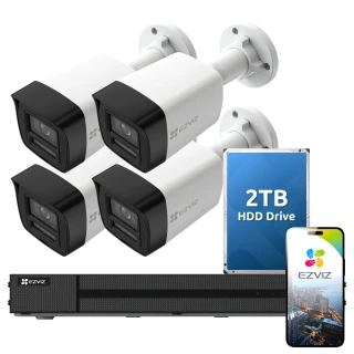 EZVIZ övervakningssats 4x PoE-kamera 8Mpx, inspelare, 2TB hårddisk
