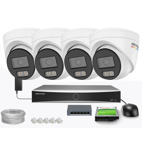 Zestaw do monitoringu Hikvision 4x DS-2CD1347G3H-LIUF/SL, 2.8mm, 4Mpx, IR+LED 30m, aktywne odstraszanie