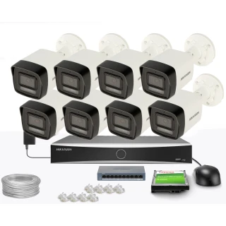 Zestaw do monitoringu Hikvision 8x DS-2CD1041G2-LIU, 2.8mm, 4Mpx, Smart Hybrid Light 30m, MD 2.0