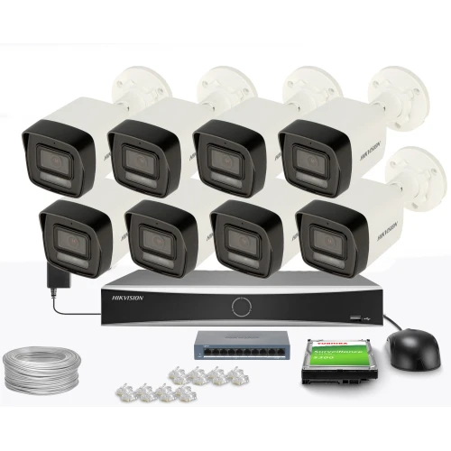 Zestaw do monitoringu Hikvision 8x DS-2CD1041G2-LIU, 2.8mm, 4Mpx, Smart Hybrid Light 30m, MD 2.0