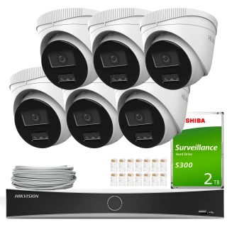 HiLook Hikvision övervakningskit 6x IPCAM-T8-30DL 4K Smart Hybrid Light 30m, Detektion