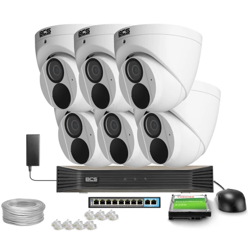 Zestaw do monitoringu IP 6x BCS-P-EIP25FSR3-Ai2, 5Mpx, 2.8mm, WDR120dB, SkyLight IR 30m