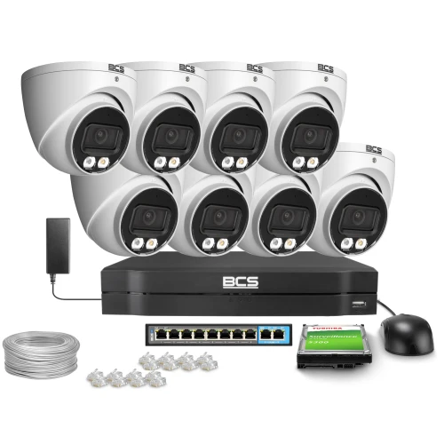 IP-övervakningskit 8x BCS-L-EIP14FSR3L3, 4Mpx, SkyLight, IR 30m, WDR 120dB