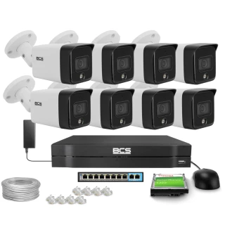 Zestaw do monitoringu IP 8x BCS-L-TIP16FCR3L3, 6Mpx, NightColor, WhiteLight 30m, mikrofon
