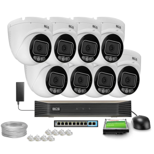 Zestaw do monitoringu IP 8x BCS-P-EIP28FSR3L3-AI2(2) 8Mpx, ADC, WhiteLight, WDR130dB, NightColor