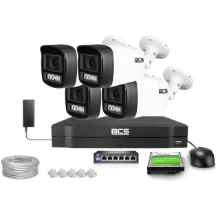 IP-övervakningsset BCS Line 4x BCS-L-TIP14FCL5-Ai1, 4Mpx, NightColor 2.0, WhiteLight