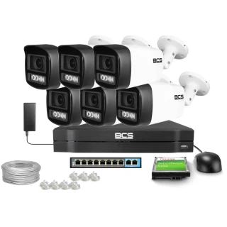 IP-övervakningsset BCS Line 6x BCS-L-TIP14FCL5-Ai1, 4Mpx, NightColor 2.0, WhiteLight