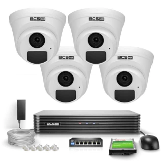 Övervakningspaket 4x Kamera BCS-B-EIP12FR3(2.0) Full HD IR 30m Audio PoE Hårddisk 1TB