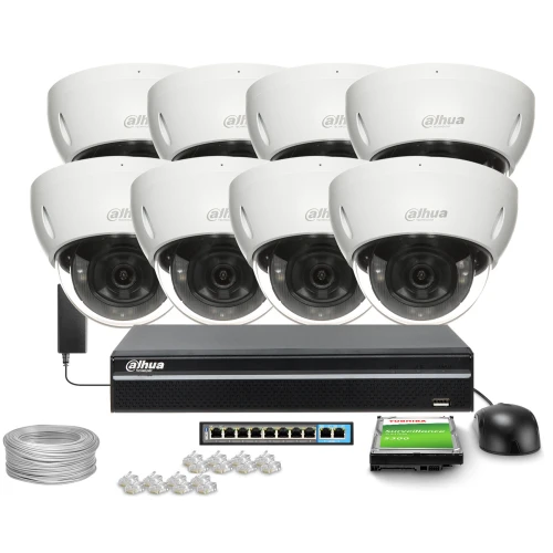Zestaw do monitoringu IP Dahua 8x IPC-HDBW2649E-S-IL-0280B 6Mpx, Smart Dual Illuminators 30m