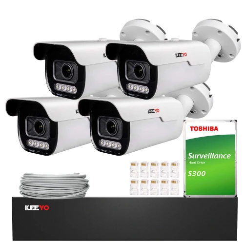 Övervakningssats KEEYO 4x LV-V-IP8M5AF-DL 8Mpx, motozoom