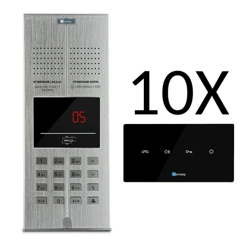 Digital dörrtelefon set för 10 familjer GENWAY WL-03NL V2 Handsfree Unifon