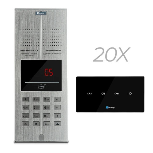 Digital dörrtelefon set för 20 familjer GENWAY WL-03NL V2 Handsfree Unifon
