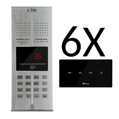 Digital dörrtelefon set för 6 familjer GENWAY WL-03NL V2 Handsfree Unifon