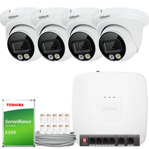 Dahua IP-kit 4x IPC-HDW2649TM-S-IL-0280B, AI, Smart Dual Light, Color Full