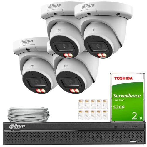 Dahua IP-set 4x IPC-HDW3649QM-S-IL-0280B, AI, Smart Dual Light, Färg Full, AcuPick, SMD 4,0