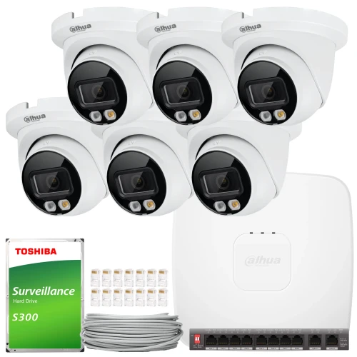 Dahua IP-set 6x IPC-HDW2649TM-S-IL-0280B, AI, Smart Dual Light, Color Full