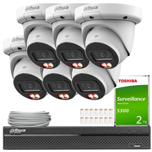 Dahua IP-kit 6x IPC-HDW3649QM-S-IL-0280B, AI, Smart Dual Light, Färg Full, AcuPick, SMD 4,0