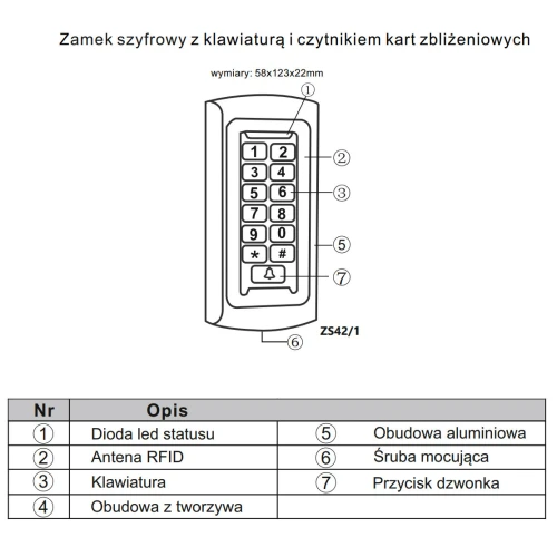 Accesskontrollset - Vidos ZS42 Wiegand nyckelbrickor, IP65