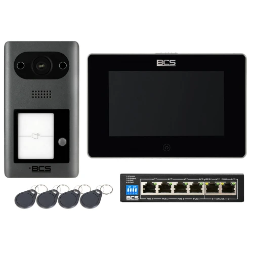 IP-videotelefonset BCS-PAN1401G-S Monitor 7" BCS-MON7300B-S + 4 nyckelringar