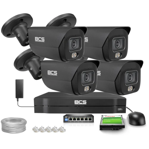 Zestawy do monitoringu IP 4x BCS-L-TIP28FCR5L5-Ai1-G 8Mpx, WhiteLight 50m, WDR120dB, NightColor